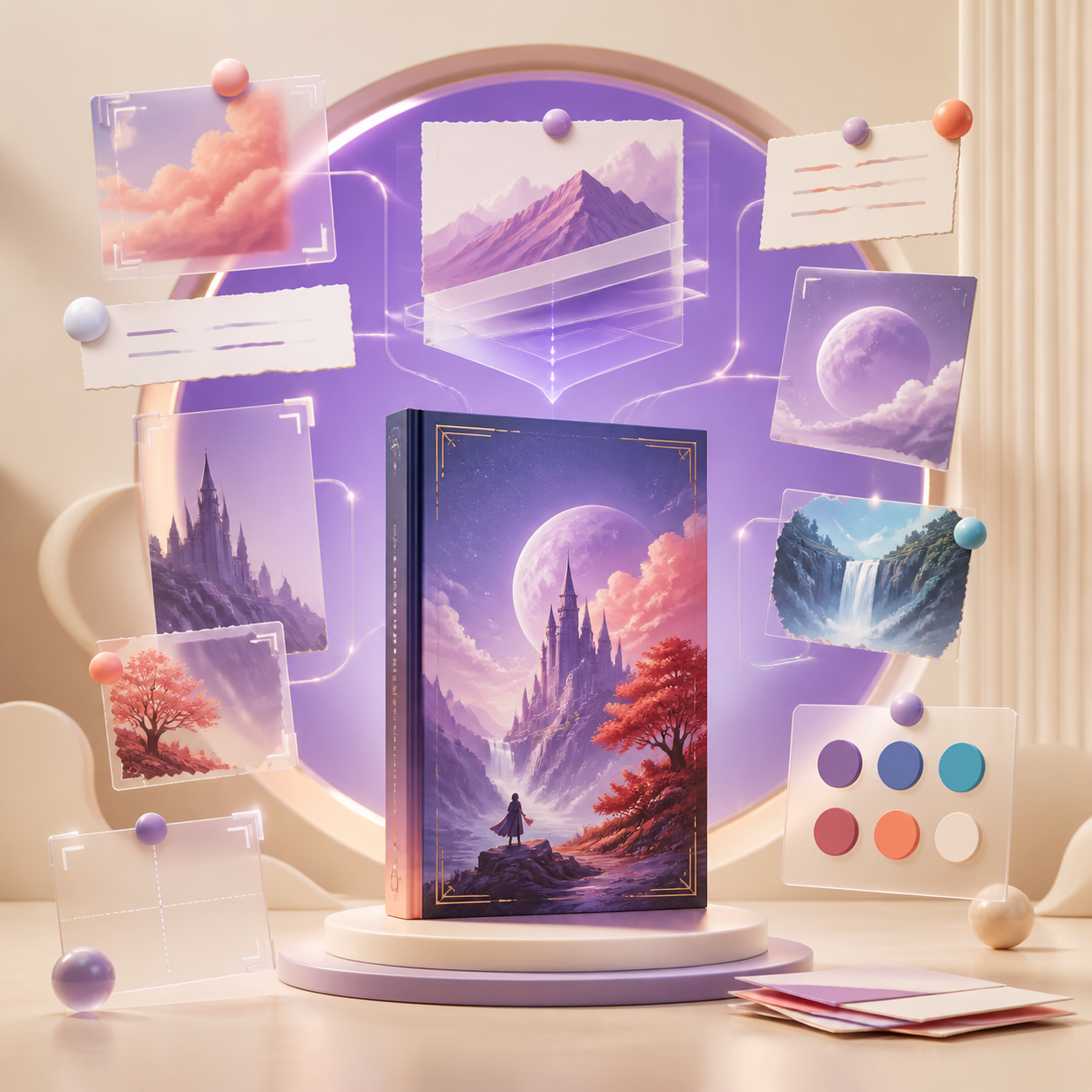 Visual ingredients combining into finished cover artwork